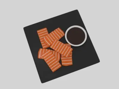 Salmon Sashimi Low-poly 3D model