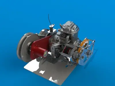 Electric starter and CVT for engine GX 35cc Free 3D model