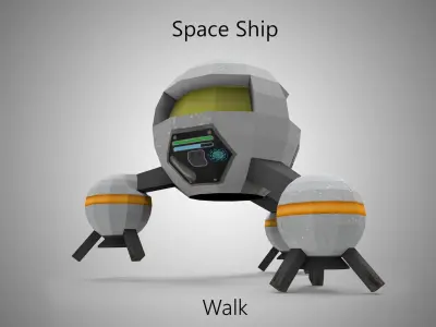 Space ship Low-poly 3D model 8