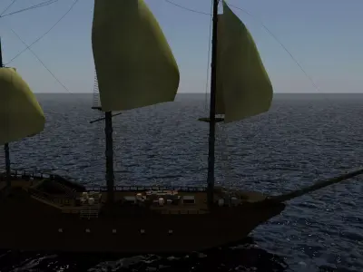 Colonial Ship Low-poly 3D model