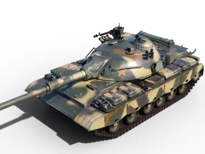 3 coatings of PLA Army ZTZ80 Main Battle Tank Type 80 Low-poly 3D model