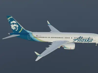 Alaska Airlines Boeing 737 max 8 3d model Low-poly 3D model