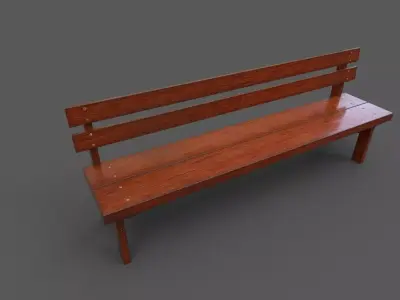 Wood Bench Low-poly 3D model order