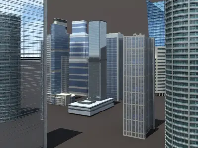 Skyscrapers Building Pack Low-poly 3D model