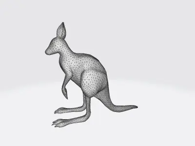 A Female  Gender Grey  Red Kangaroo Life 3d Render 3D model