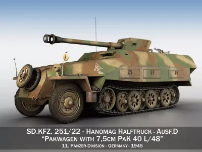 SDKFZ 251 Ausf D - Pakwagen - 11 Pz Div 3D model