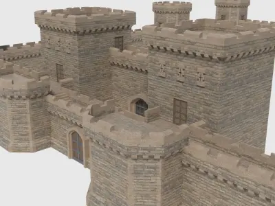 Castle Walls Towers and Gates Low-poly 3D model