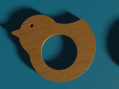 Wood Teether - Mordedor de madera Low-poly 3D model