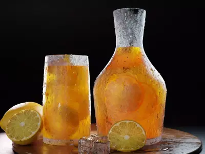 juice lemons and glasses 3D model