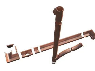 New Copper Gutter System PBR Low-poly 3D model