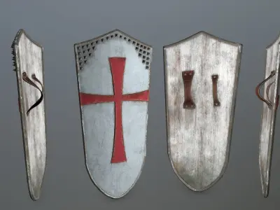 shield set man holding sword and Low-poly 3D model