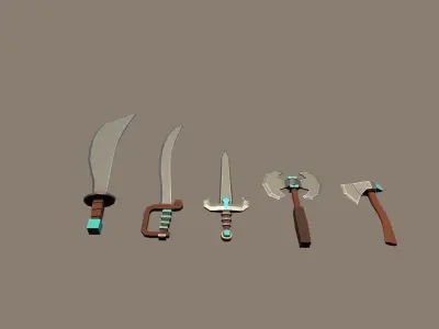 Knife Pack Low-poly 3D model