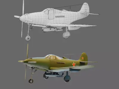 Soviet Fighter Plane Airacobra 3D model