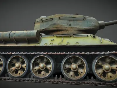 Tank T-34-85 Realistic raw scan 3D model
