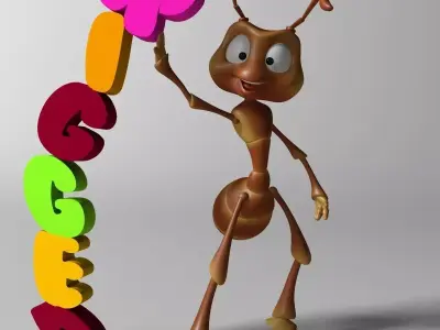 Cartoon Ant RIGGED Low-poly 3D model
