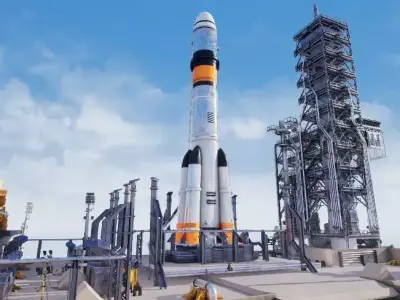 Russian Rocket Launch  Modular Environment Low-poly 3D model