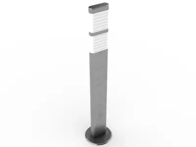 Narrow Steel Bollard Grey 3D model