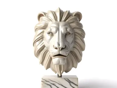 Ceramic Lion Head Statue Modern Interior Free 3D model