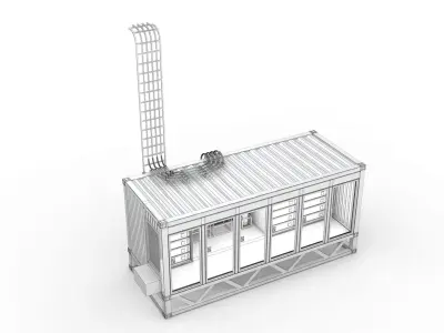 Portable Container Power House system Low-poly 3D model