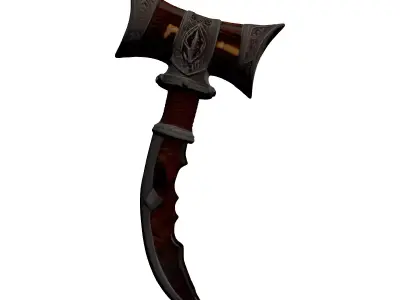 Ornate Fantasy Axe Dagger Weapon 3D model