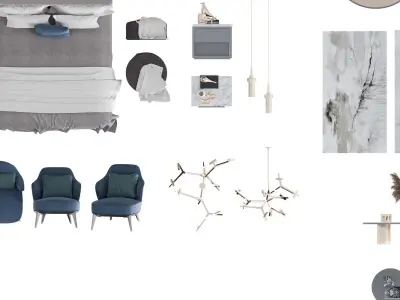 FLOOR PLAN 2d furniture top view 3D render realistic part 1 3D model