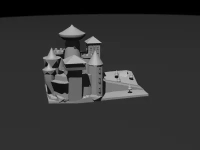 Low Poly Castle 2 harry potter Low-poly 3D model