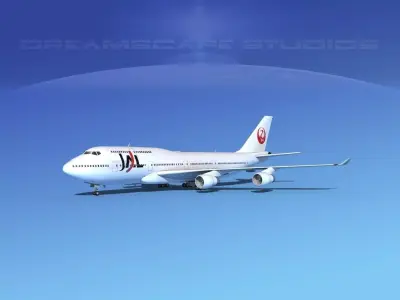 Boeing 747-400 Japan Airlines 3D model