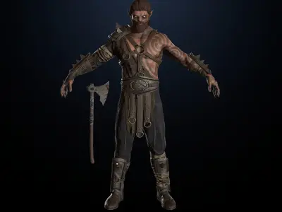 Werewolf-RIGGED warrior Low-poly 3D model