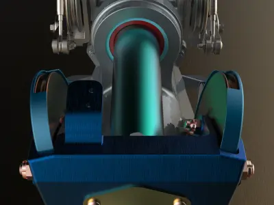 P-51D Mustang TW OLEO Pulley and Base Mount Assem for Shock Cyl 3D print model