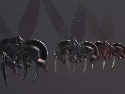 Bug 2 alien creature Low-poly 3D model