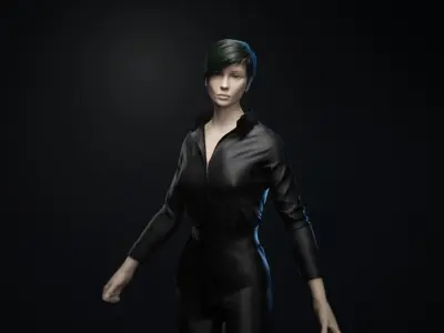 Girl - Game Ready woman in camouflage uniform Low-poly 3D model