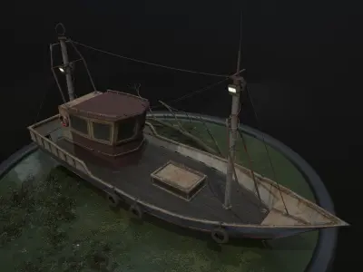 Old Rusty Fishing Boat - PBR and Game-Ready Low-poly 3D model