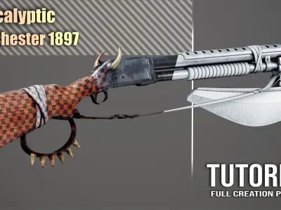 Apocalyptic Winchester 1897  3D Model plus Full Tutorial Low-poly 3D model