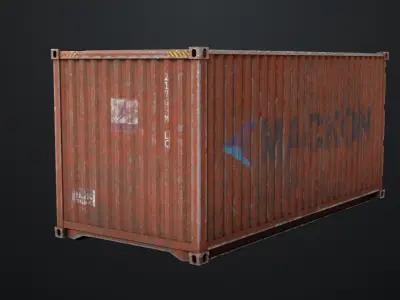 5 Cargo Dusty Container 20ft Single mat All PBR Unity UE Textures 3D model