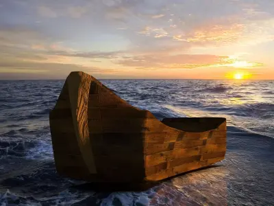 wood boat  Low-poly  3D model