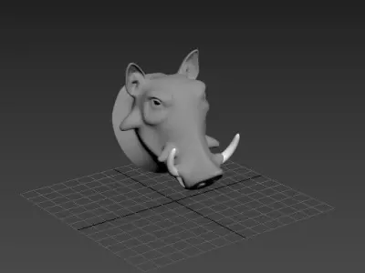 model-african-boar-head-3ds-max Low-poly 3D model