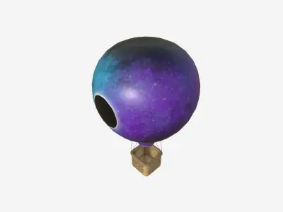 Balloon Hot Air 09 Galaxy - Aircraft Cartoon Low-poly 3D model