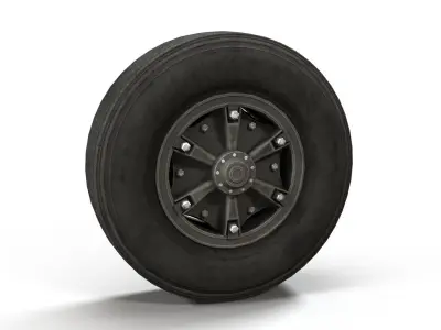 PBR vintage truck wheels Low-poly 3D model