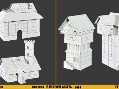 Kitbash Medieval Assets With Textures Vol 5 Low-poly 3D model