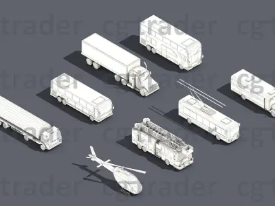 Low Poly Truck Pack 03 Isometric Low-poly 3D model