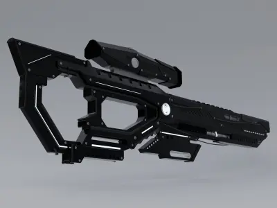 SCI-FI Sniper Rifle - Sniper Riffle Testificator Charger Low-poly 3D model