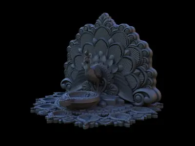 oil lamp clay peacocock 3D model