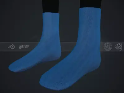 Blue Socks Style 4 Low-poly 3D model