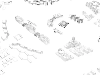 Urban highrise building ancillary building commercial building 3D model