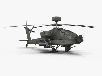 AH64E Apache Longbow Helicopter Green Clean 3D model