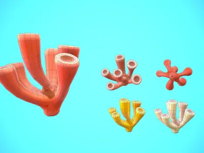 CORAL 02 CARTOON STYLIZED Low-poly 3D model