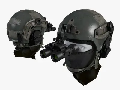 Ops Core Helmet with Tactical Night Goggles Low-poly 3D model