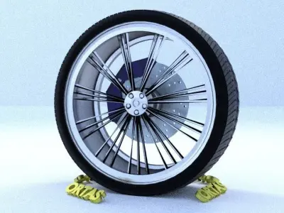 ORTAS CAR RIM 3 GAME READY RIM TIRE AND DISC 3D model