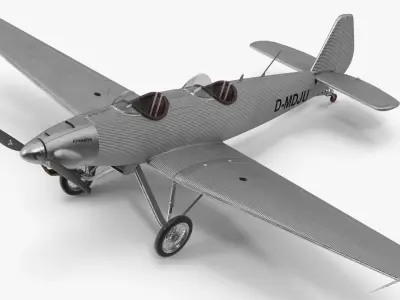 Vintage Sport Plane Junkers A-50 Junior 3D model
