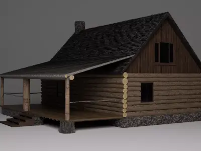 Forest Cabin with Porch Free 3D model
